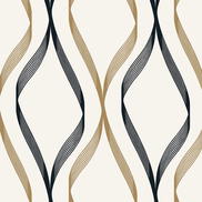 Seabrook Designs Wave Ogee Metallic Gold & Ebony Wallpaper