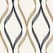 Seabrook Designs Wave Ogee Metallic Gold & Ebony Wallpaper
