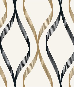 Seabrook Designs Wave Ogee Metallic Gold & Ebony Wallpaper