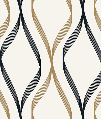 Seabrook Designs Wave Ogee Metallic Gold & Ebony Wallpaper