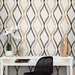 Seabrook Designs Wave Ogee Metallic Gold &amp; Ebony Wallpaper thumbnail image 3 of 4