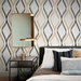 Seabrook Designs Wave Ogee Metallic Gold &amp; Ebony Wallpaper thumbnail image 4 of 4