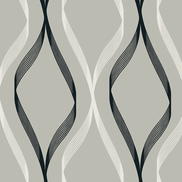 Seabrook Designs Wave Ogee Fog Grey & Ebony Wallpaper