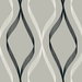 Seabrook Designs Wave Ogee Fog Grey & Ebony Wallpaper