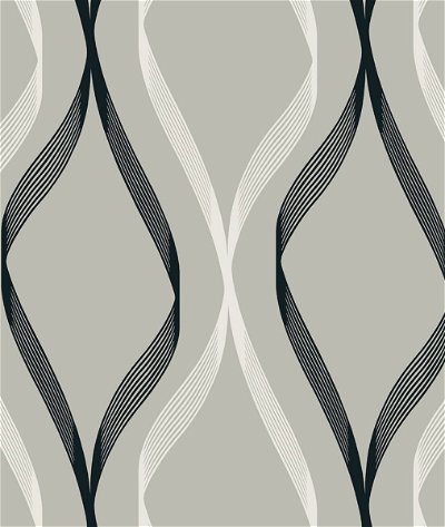 Seabrook Designs Wave Ogee Fog Grey & Ebony Wallpaper