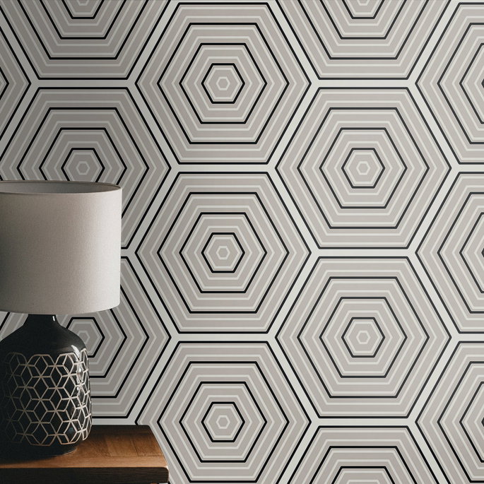 Seabrook Designs Hex Topography Cove Grey &amp; Ebony Wallpaper image 4 of 4