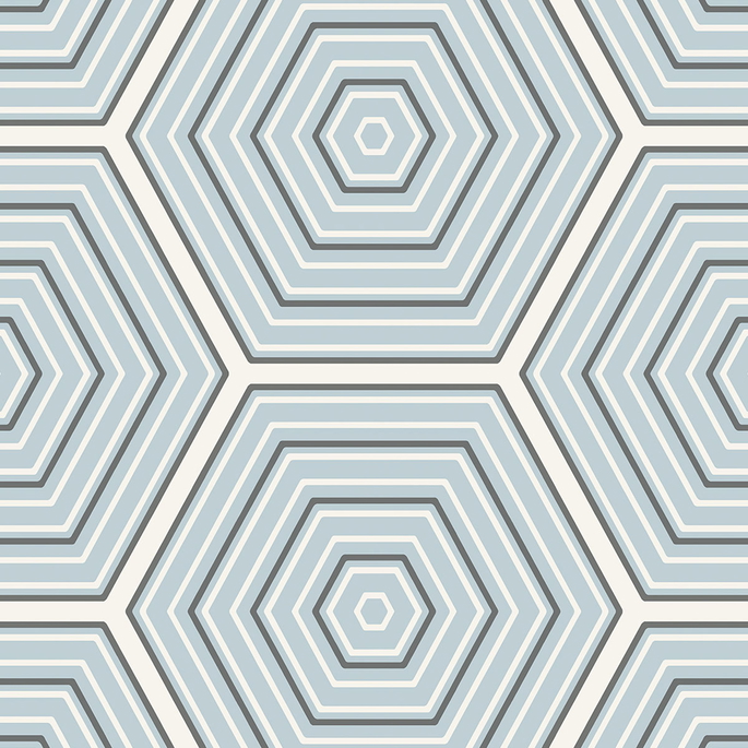Seabrook Designs Hex Topography Sky Blue &amp; Argos Grey Wallpaper image 1 of 3