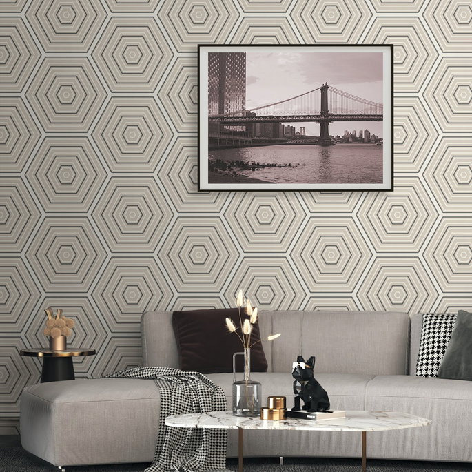 Seabrook Designs Hex Topography Lunar Rock &amp; Argos Grey Wallpaper image 2 of 3