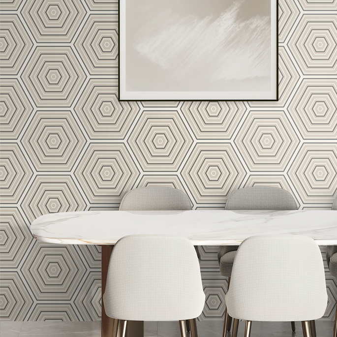 Seabrook Designs Hex Topography Lunar Rock &amp; Argos Grey Wallpaper image 3 of 3