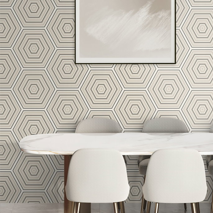 Seabrook Designs Hex Topography Lunar Rock &amp; Argos Grey Wallpaper image 3 of 3