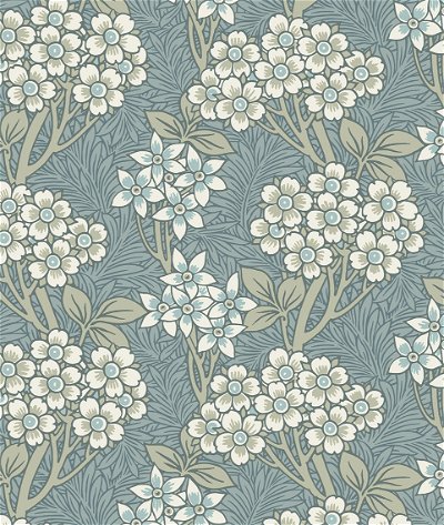 Seabrook Designs Floral Vine Stream Blue & Sage Wallpaper
