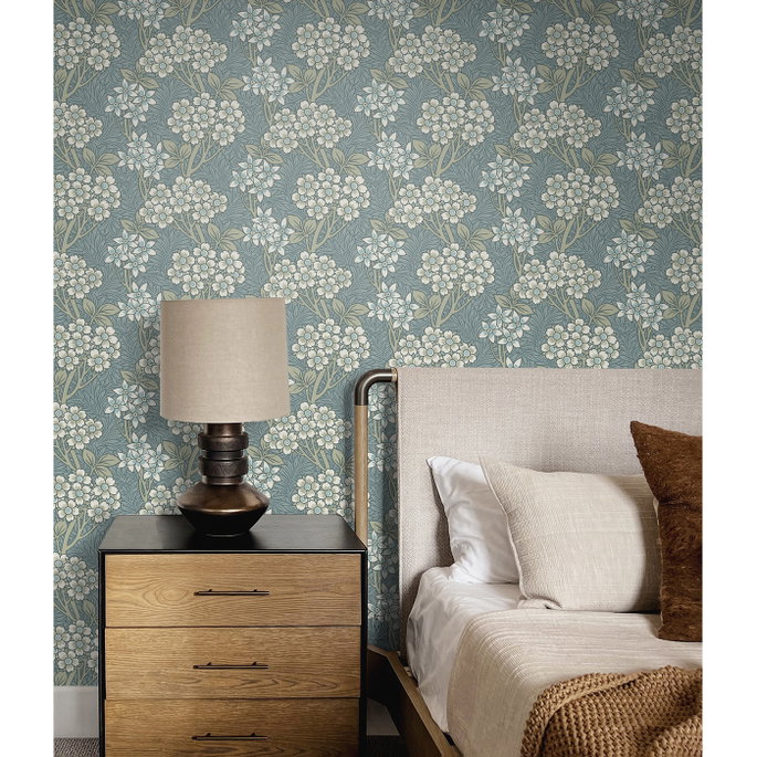 Seabrook Designs Floral Vine Stream Blue &amp; Sage Wallpaper image 2 of 4