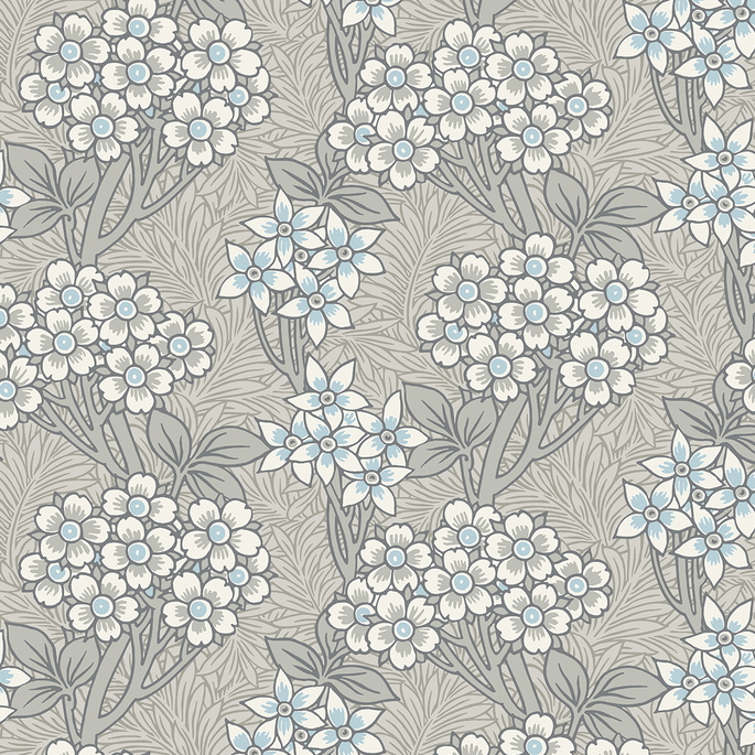 Seabrook Designs Floral Vine Daydream Grey &amp; Carolina Blue Wallpaper image 1 of 3