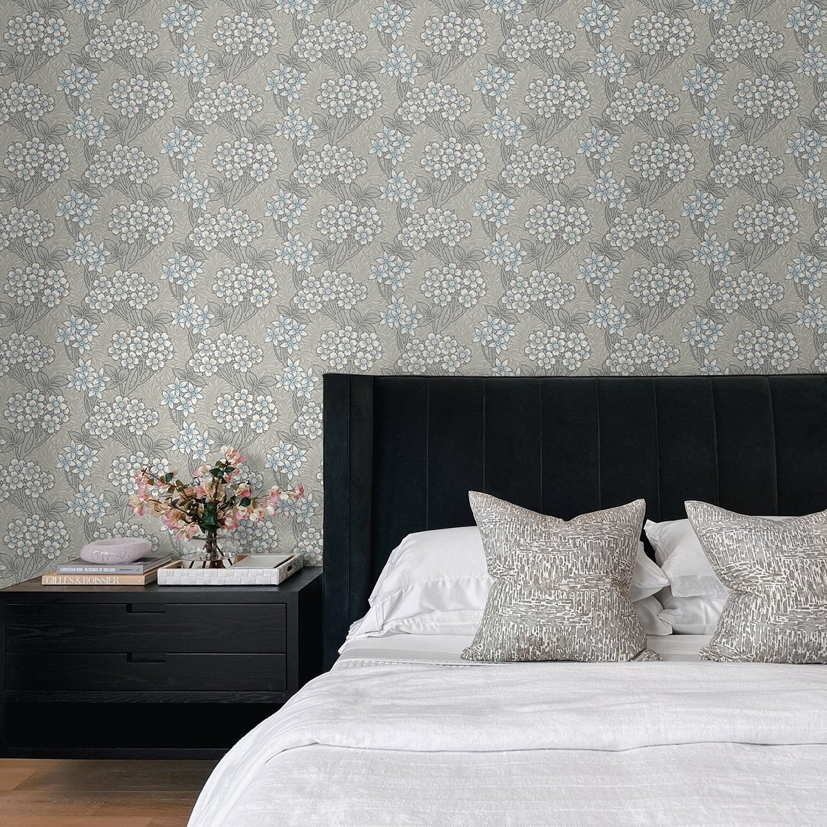 Seabrook Designs Floral Vine Daydream Grey & Carolina Blue Wallpaper ...