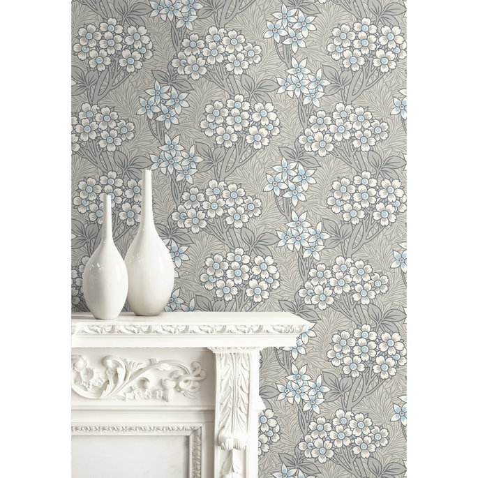 Seabrook Designs Floral Vine Daydream Grey &amp; Carolina Blue Wallpaper image 3 of 3