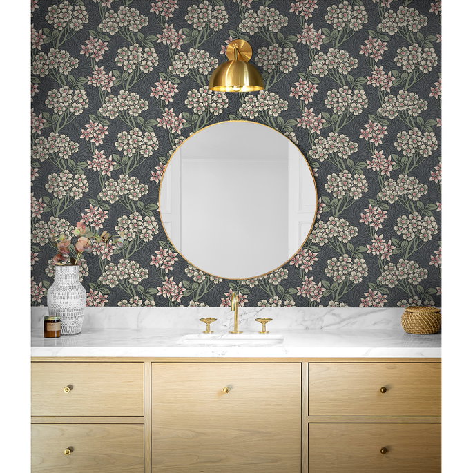 Seabrook Designs Floral Vine Smoke &amp; Laurel Green Wallpaper image 3 of 4