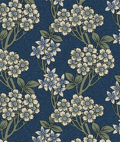 Seabrook Designs Floral Vine Blue Jay & Sage Wallpaper
