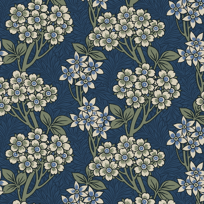 Seabrook Designs Floral Vine Blue Jay &amp; Sage Wallpaper image 1 of 3
