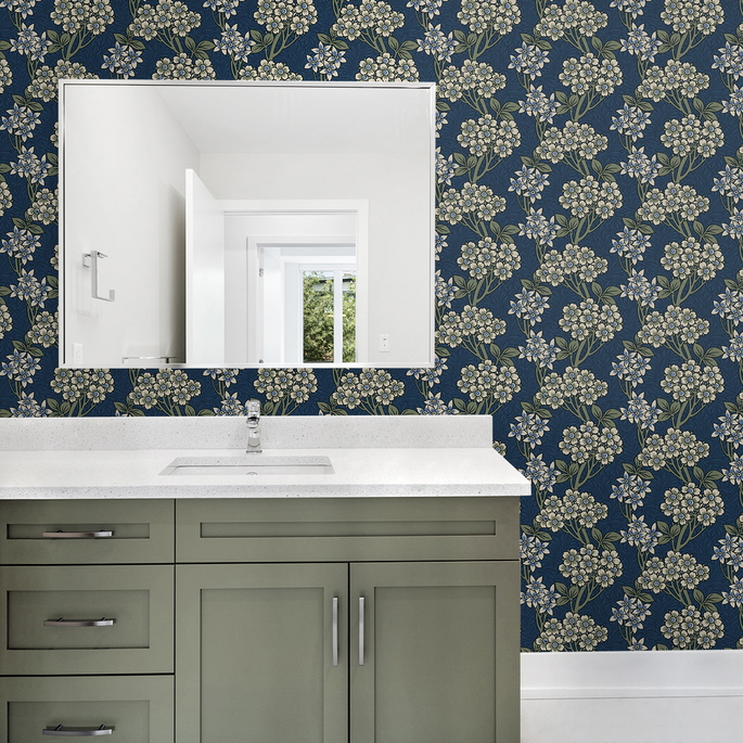 Seabrook Designs Floral Vine Blue Jay &amp; Sage Wallpaper image 3 of 3