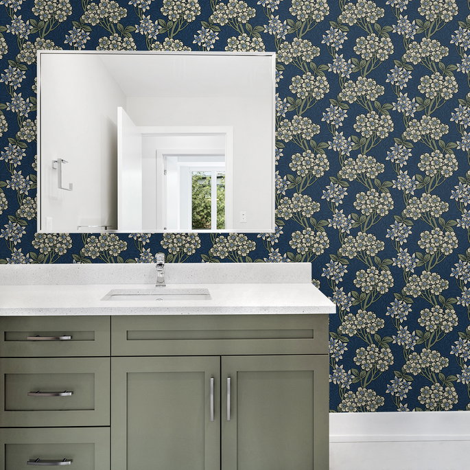 Seabrook Designs Floral Vine Blue Jay &amp; Sage Wallpaper image 3 of 3
