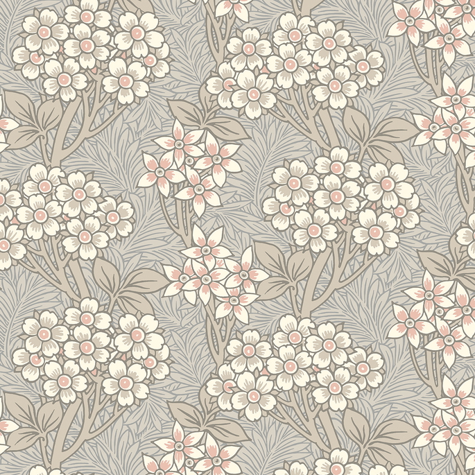 Seabrook Designs Floral Vine Daydream Grey &amp; Rose Petal Wallpaper image 1 of 3