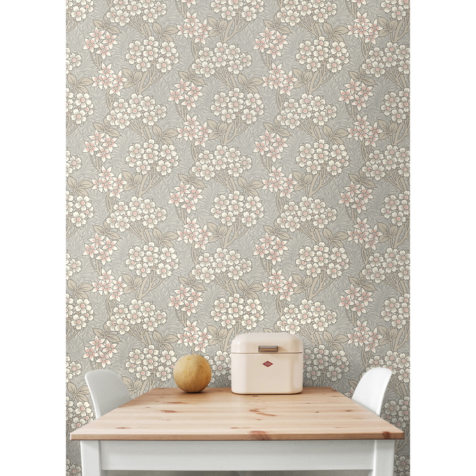 Seabrook Designs Floral Vine Daydream Grey &amp; Rose Petal Wallpaper image 2 of 3