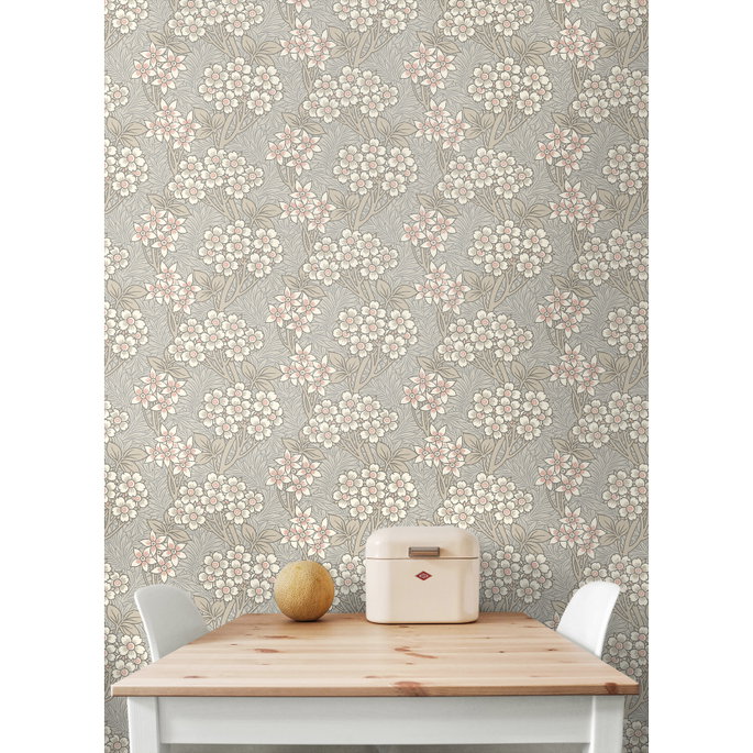Seabrook Designs Floral Vine Daydream Grey &amp; Rose Petal Wallpaper image 2 of 3