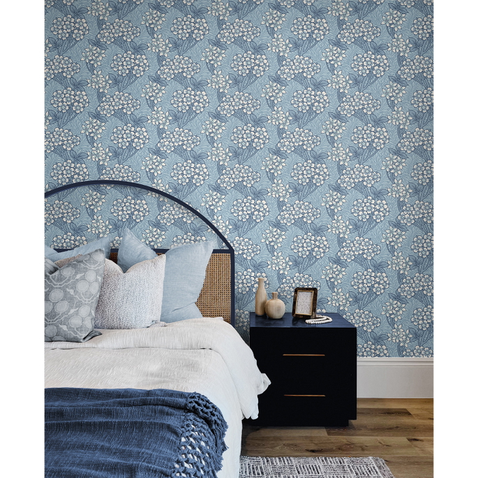 Seabrook Designs Floral Vine Sky Blue Wallpaper image 2 of 3