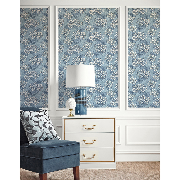 Seabrook Designs Floral Vine Sky Blue Wallpaper image 3 of 3