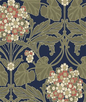 Seabrook Designs Floral Hydrangea Navy & Terra Cotta Wallpaper