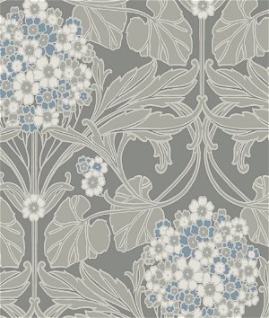 Seabrook Designs Floral Hydrangea Daydream Grey & Carolina Blue Wallpaper