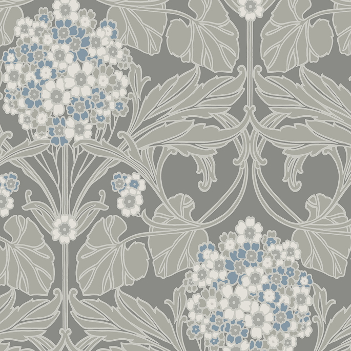 Seabrook Designs Floral Hydrangea Daydream Grey &amp; Carolina Blue Wallpaper image 1 of 4