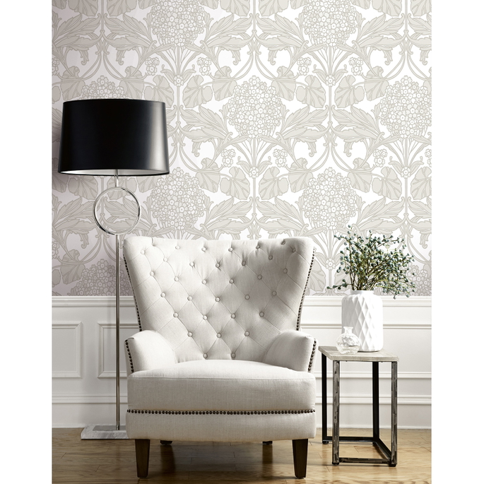Seabrook Designs Floral Hydrangea Pale Oak &amp; Pearl Wallpaper image 3 of 3