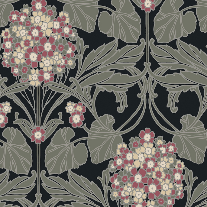 Seabrook Designs Floral Hydrangea Ebony &amp; Rose Wallpaper image 1 of 4