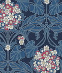 Seabrook Designs Floral Hydrangea Naval Blue & Raspberry Wallpaper