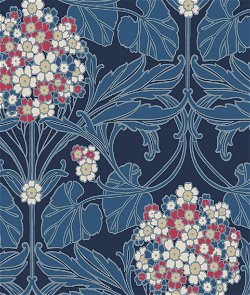Seabrook Designs Floral Hydrangea Naval Blue & Raspberry Wallpaper