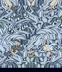 Seabrook Designs Bird Scroll Denim & Blue Mist Wallpaper