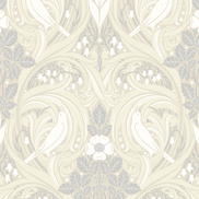 Seabrook Designs Bird Scroll Swiss Coffee & Grey Wallpaper