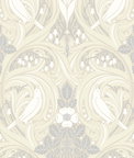 Seabrook Designs Bird Scroll Swiss Coffee & Grey Wallpaper
