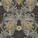 Seabrook Designs Bird Scroll Charcoal & Goldenrod Wallpaper