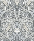 Seabrook Designs Bird Scroll Argos Grey & Linen Wallpaper