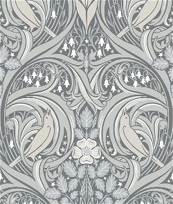 Seabrook Designs Bird Scroll Argos Grey & Linen Wallpaper