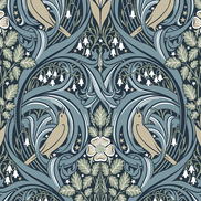 Seabrook Designs Bird Scroll Navy & Beige Wallpaper