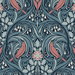 Seabrook Designs Bird Scroll Aegean Teal & Coral Wallpaper