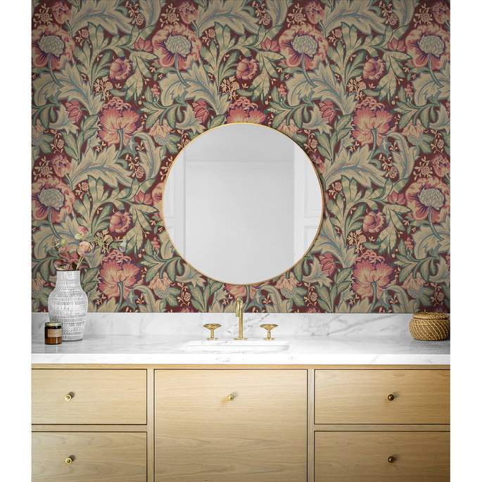 Seabrook Designs Acanthus Garden Deep Mauve &amp; Aegean Blue Wallpaper image 2 of 4