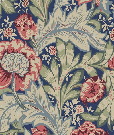 Seabrook Designs Acanthus Garden Marine Blue & Watermelon Wallpaper
