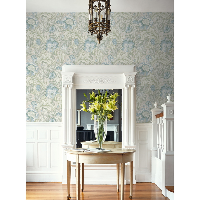 Seabrook Designs Acanthus Garden Powder Blue &amp; Green Mist Wallpaper image 2 of 3