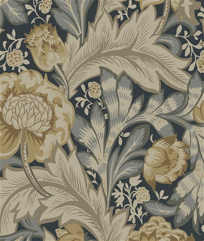 Seabrook Designs Acanthus Garden Midnight Blue & Beige Wallpaper