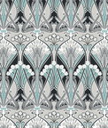 Seabrook Designs Dragonfly Damask Ebony & Aqua Wallpaper