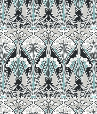 Seabrook Designs Dragonfly Damask Ebony & Aqua Wallpaper